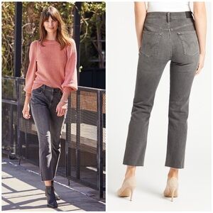 Edwin Bree High Waist Raw Hem Straight Leg Jeans 25